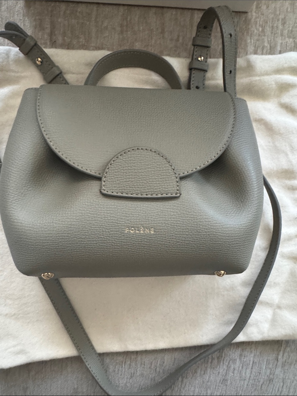 Polène Taupe Leather Olive Mini Satchel Nano with Top Handle - Picture 2 of 7